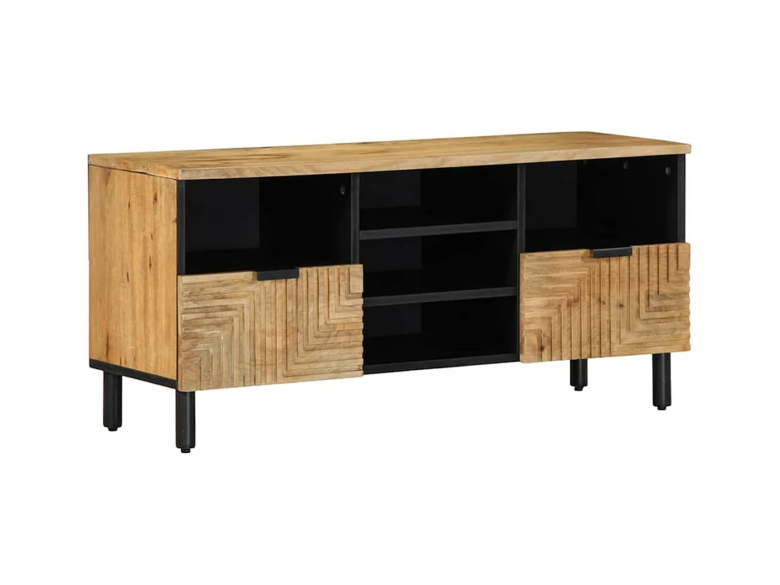 Meuble TV marron 100x33x46 cm bois massif de manguier