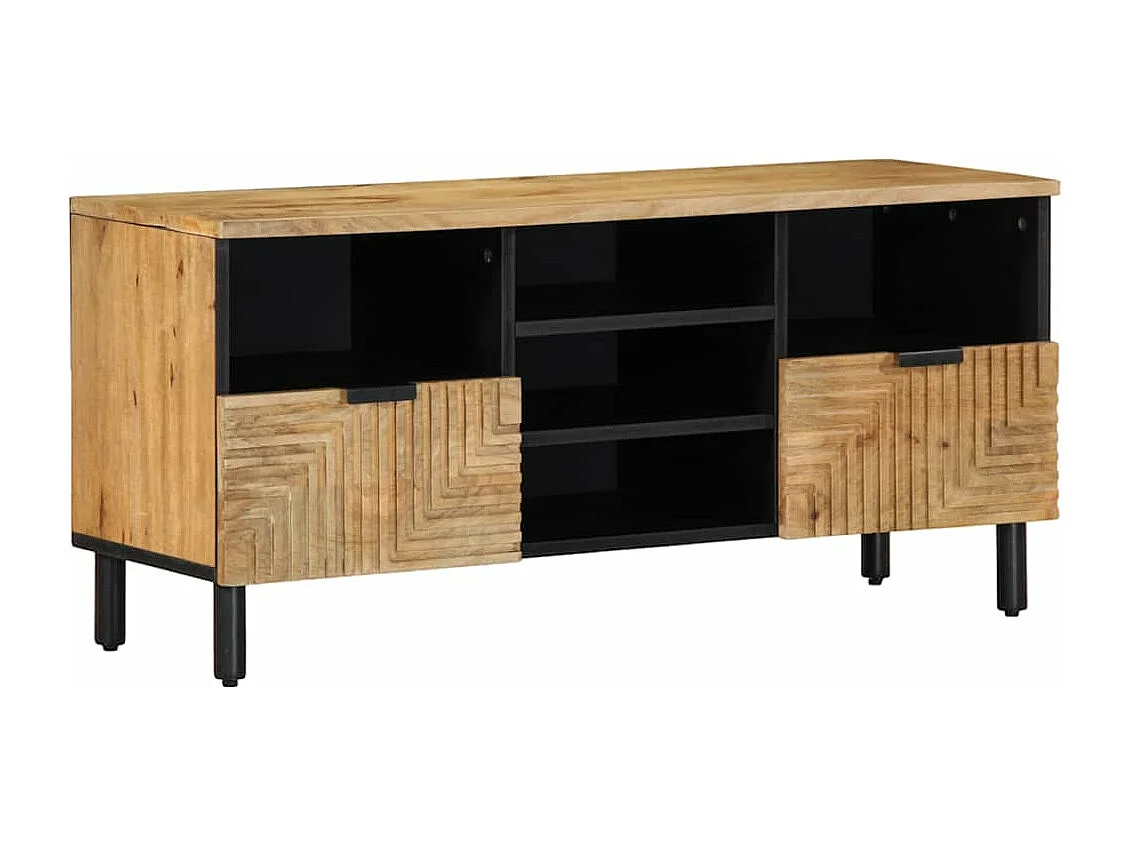 Meuble TV marron 100x33x46 cm bois massif de manguier