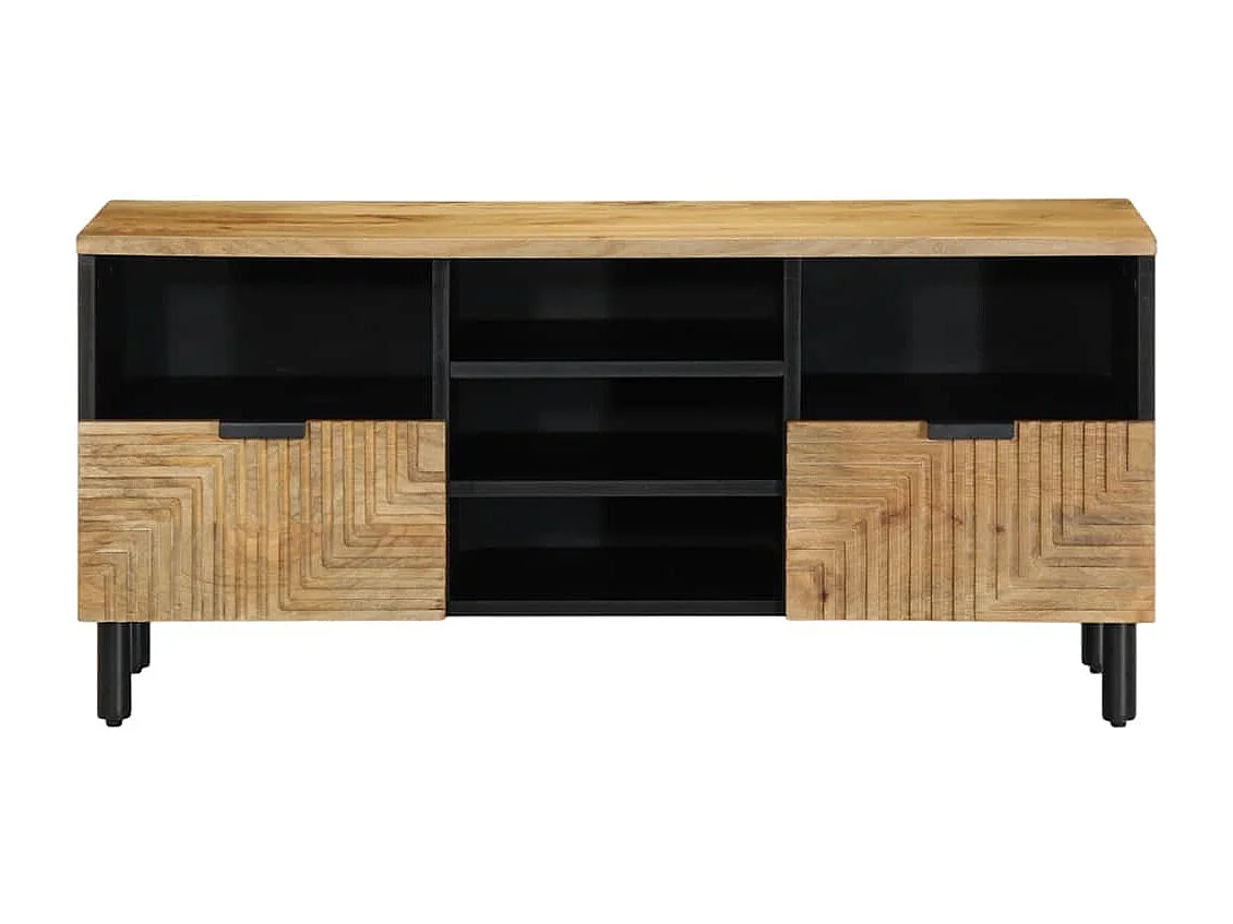 Meuble TV marron 100x33x46 cm bois massif de manguier