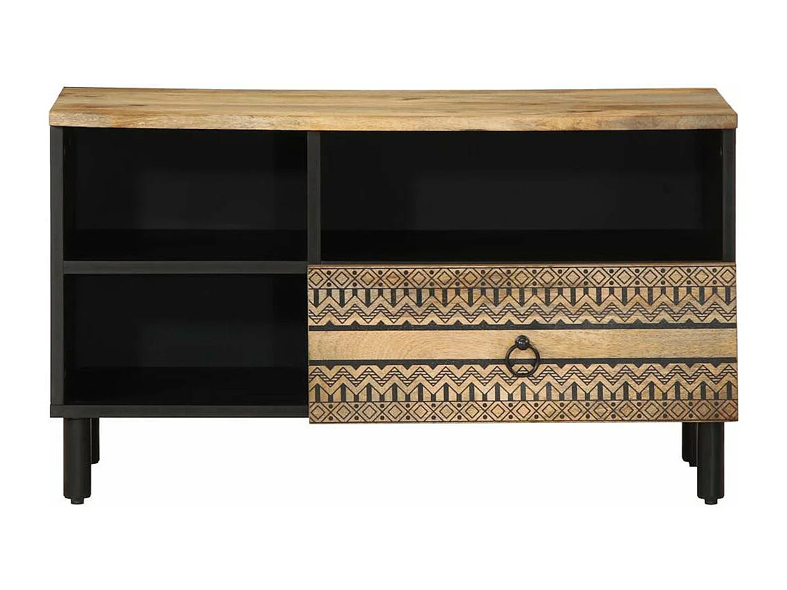 Móvel TV preto 80x33,5x46 cm madeira de manga maciça crua