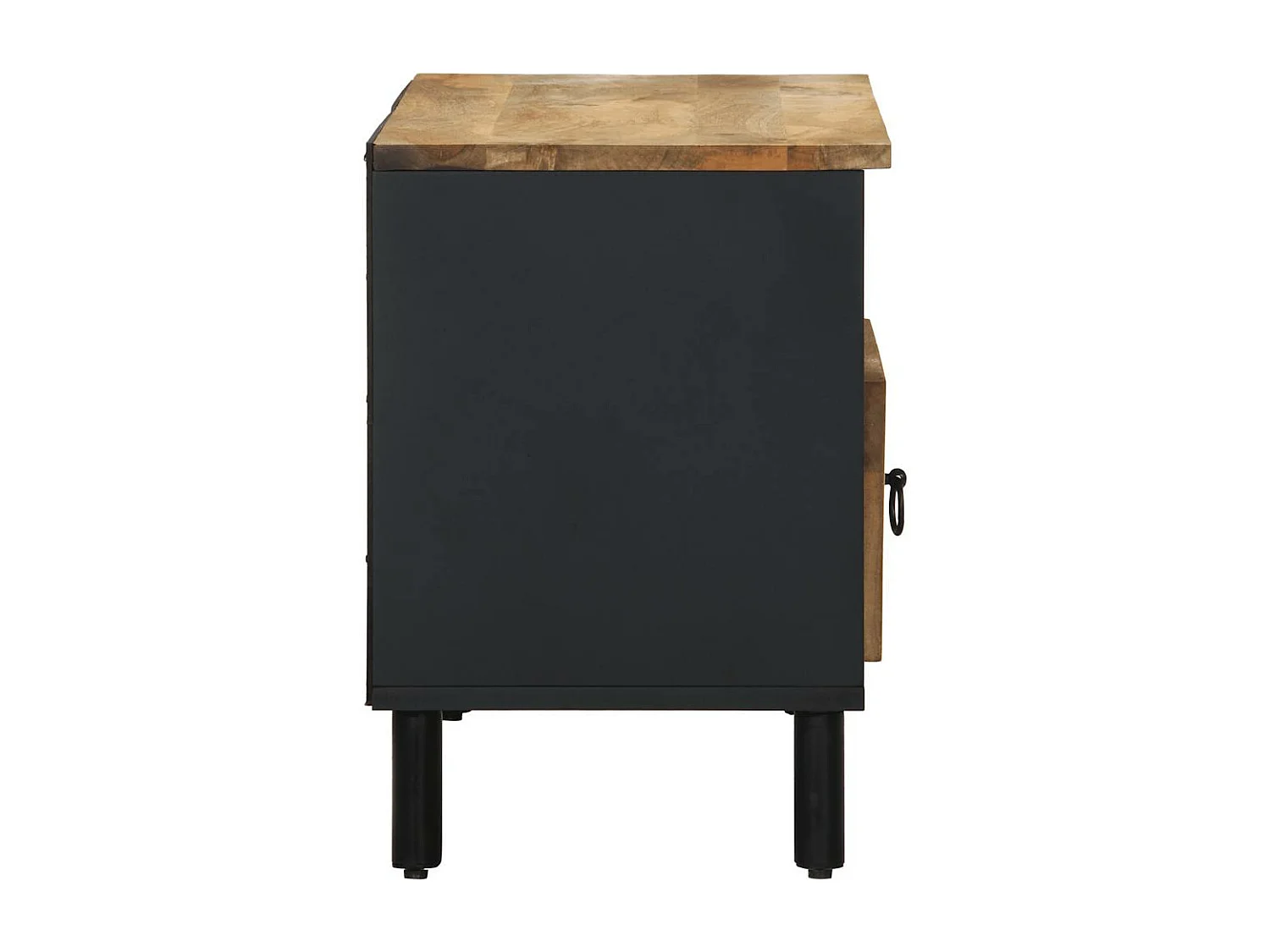 Meuble TV noir 80x33,5x46 cm bois massif manguier brut