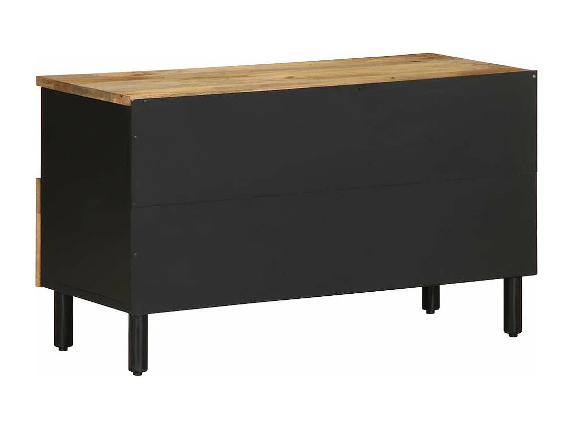 Meuble TV noir 80x33,5x46 cm bois massif manguier brut