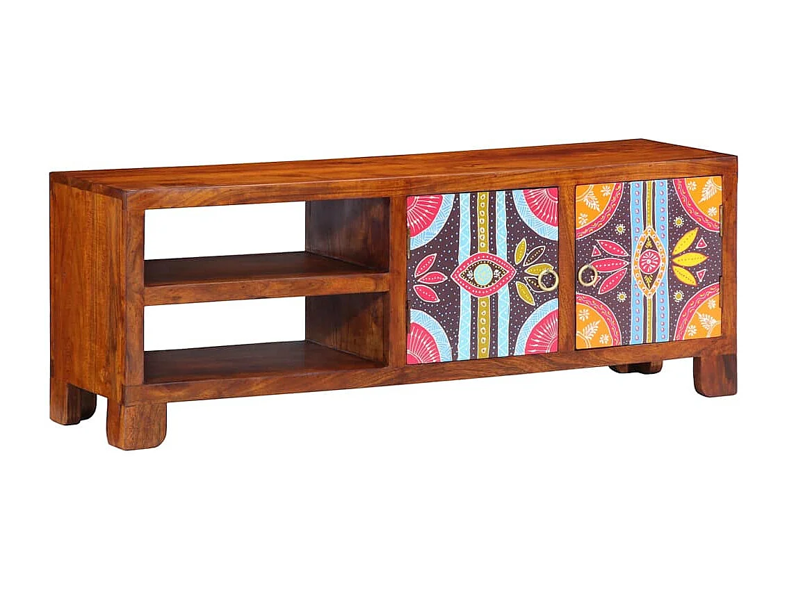 Mehrfarbiger TV-Schrank 110x30x40 aus massivem Akazienholz