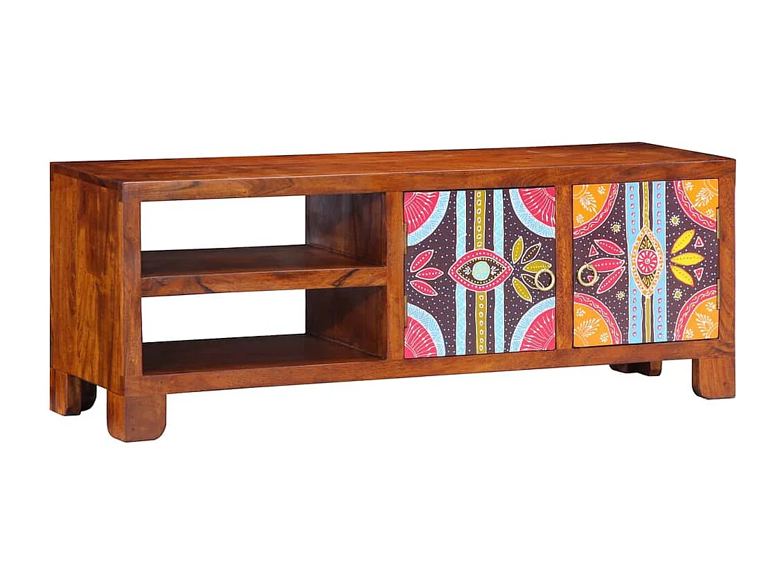 Mehrfarbiger TV-Schrank 110x30x40 aus massivem Akazienholz