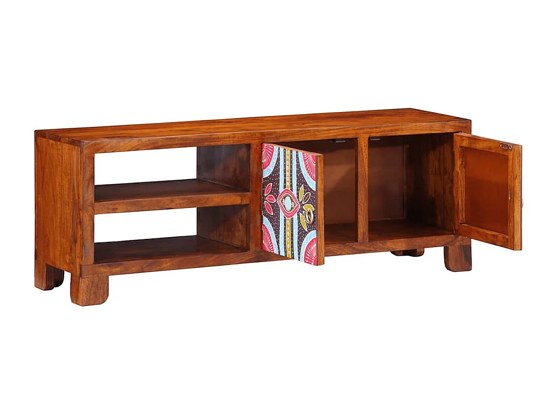 Mehrfarbiger TV-Schrank 110x30x40 aus massivem Akazienholz