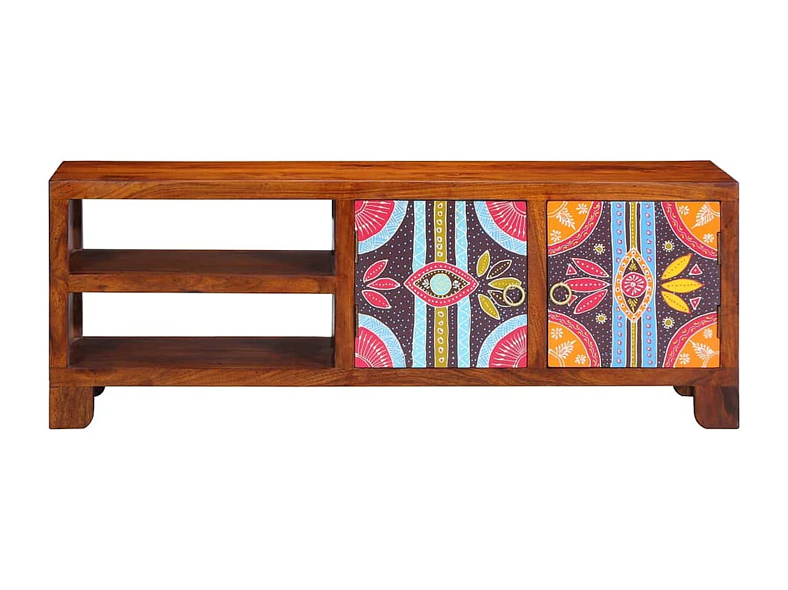 Mehrfarbiger TV-Schrank 110x30x40 aus massivem Akazienholz
