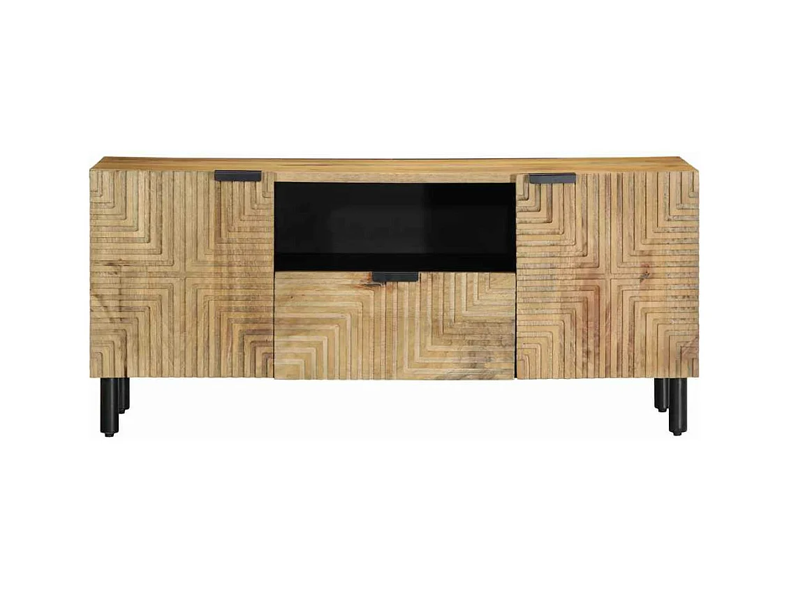 Mueble de TV marrón 105x33x46 cm Madera maciza de mango