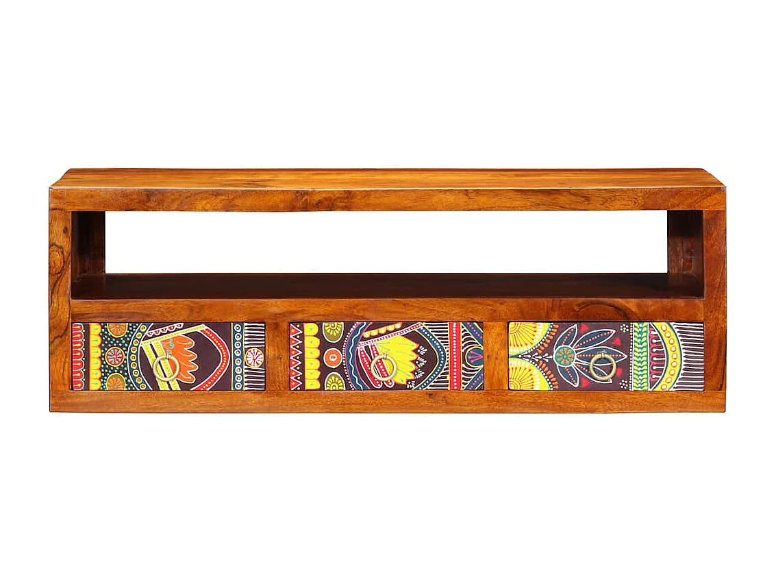 Mobile porta TV multicolore da parete 90x30x30 in legno massello di acacia