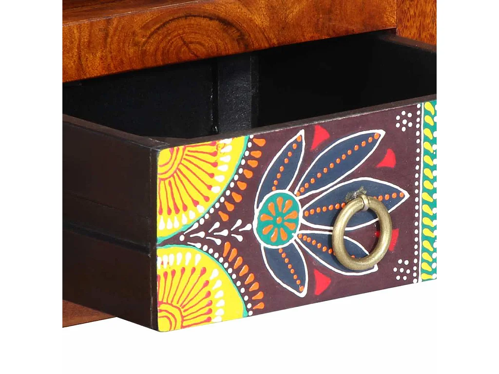 Mobile porta TV multicolore da parete 90x30x30 in legno massello di acacia