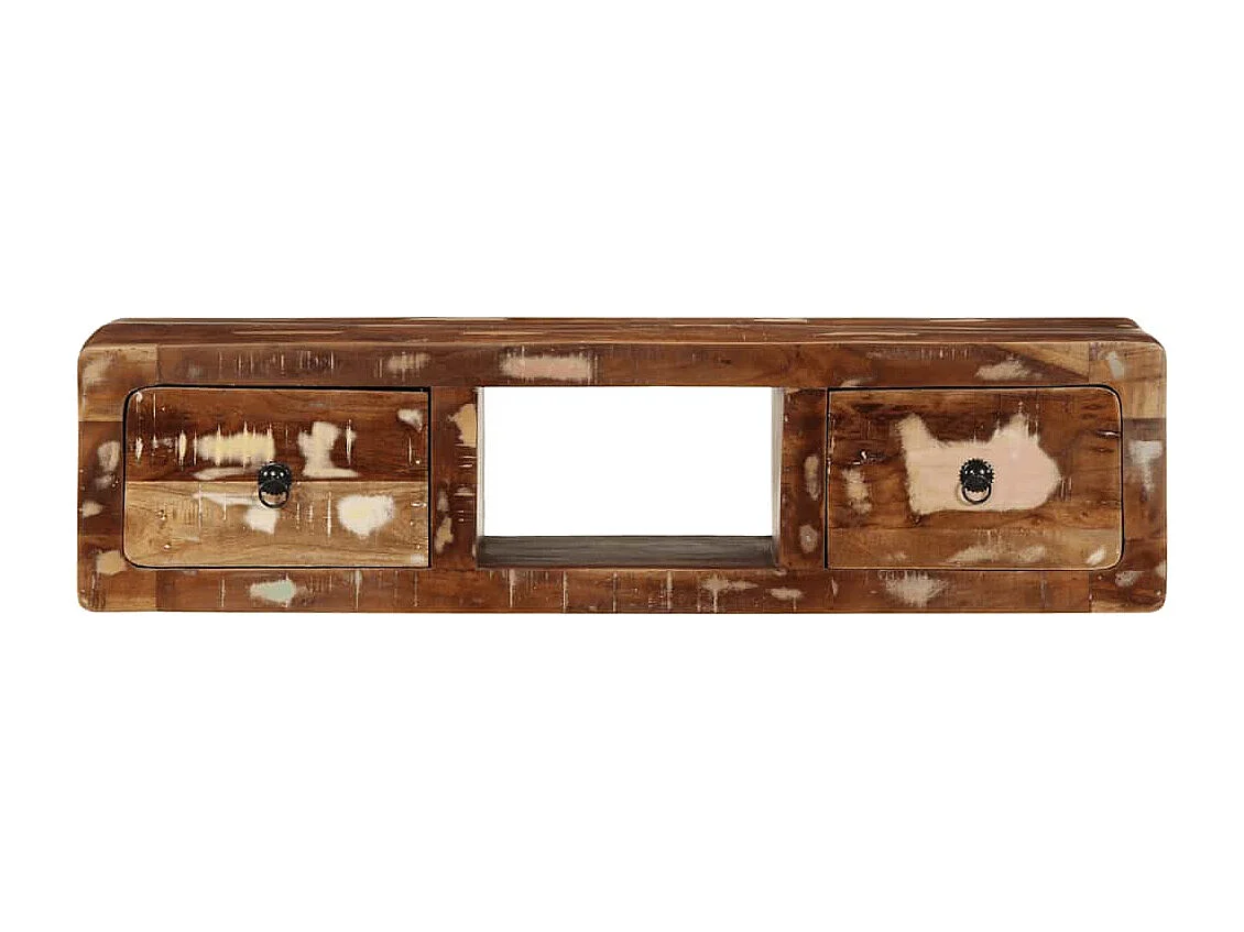 Meuble TV mural 100x32x25 cm bois massif de récupération