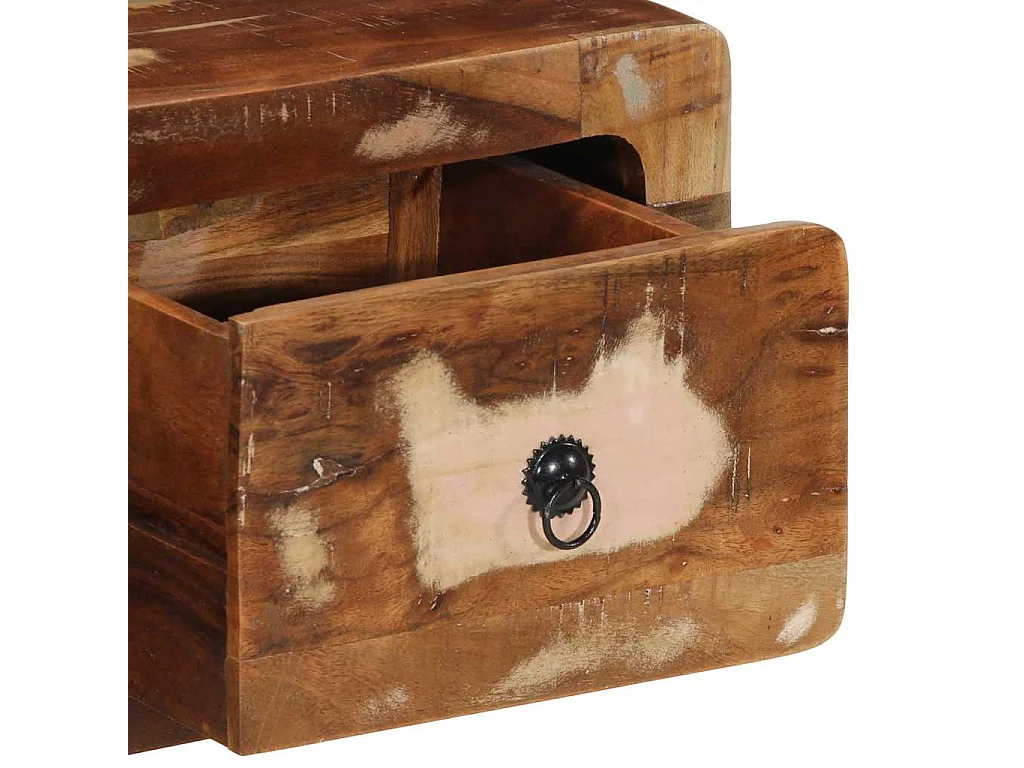 Meuble TV mural 100x32x25 cm bois massif de récupération