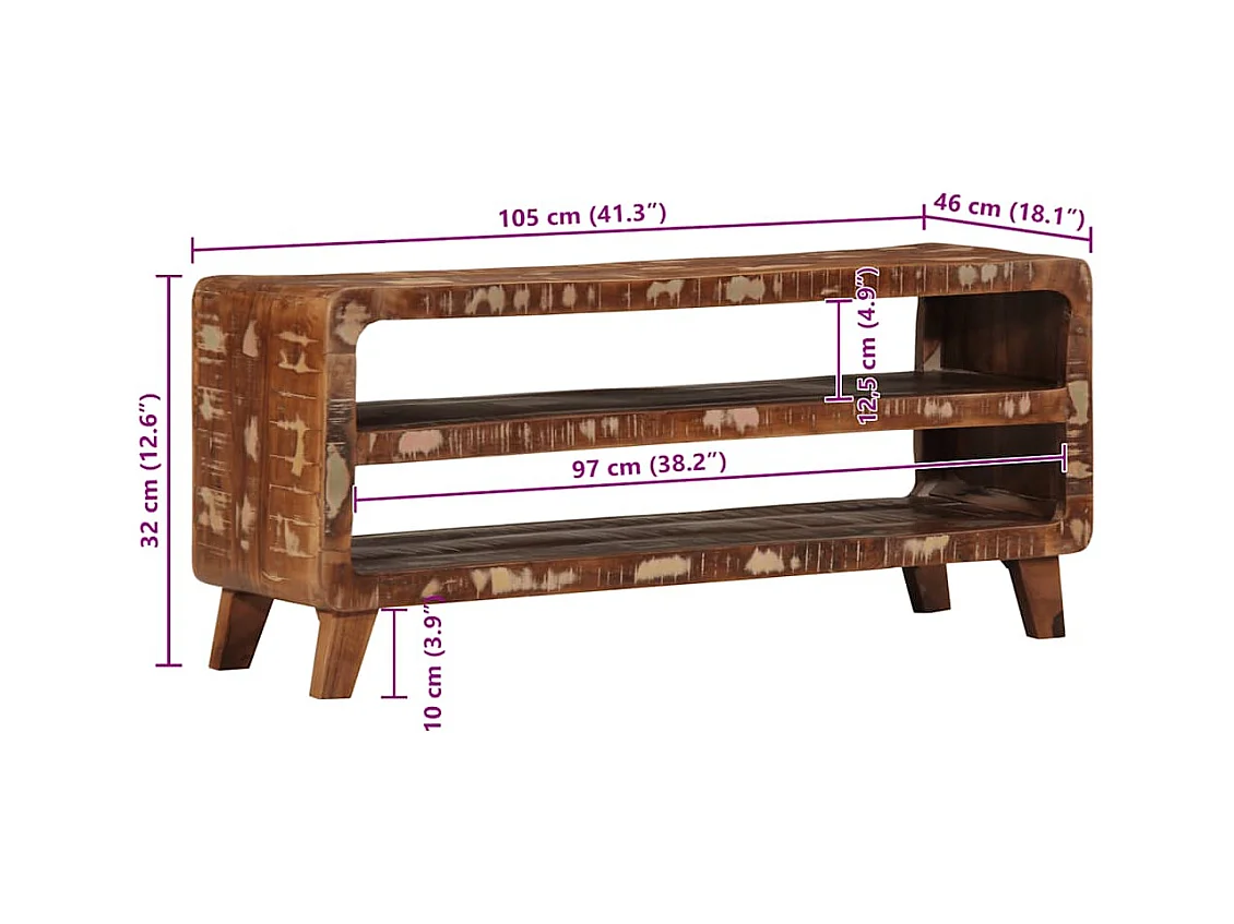 Mueble de TV 105x46x32 cm Madera maciza recuperada