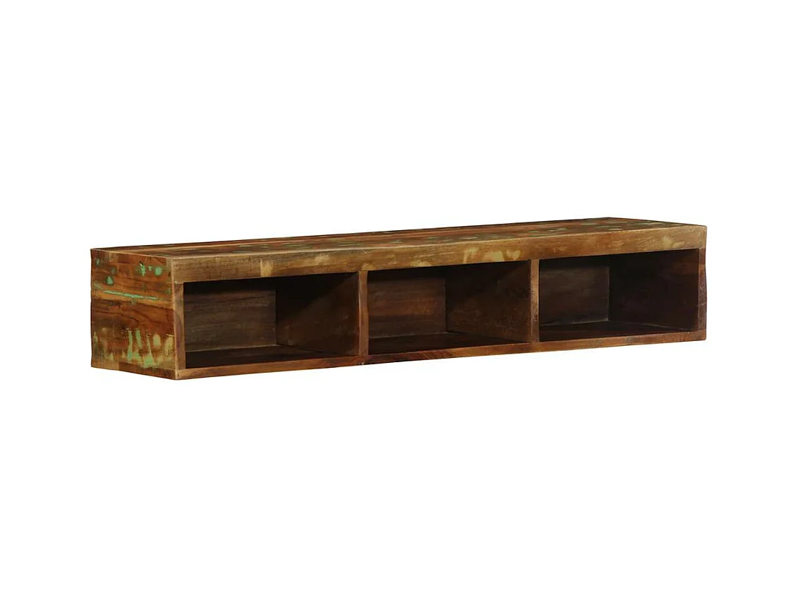Meuble TV mural 100x30x19 cm bois massif de récupération