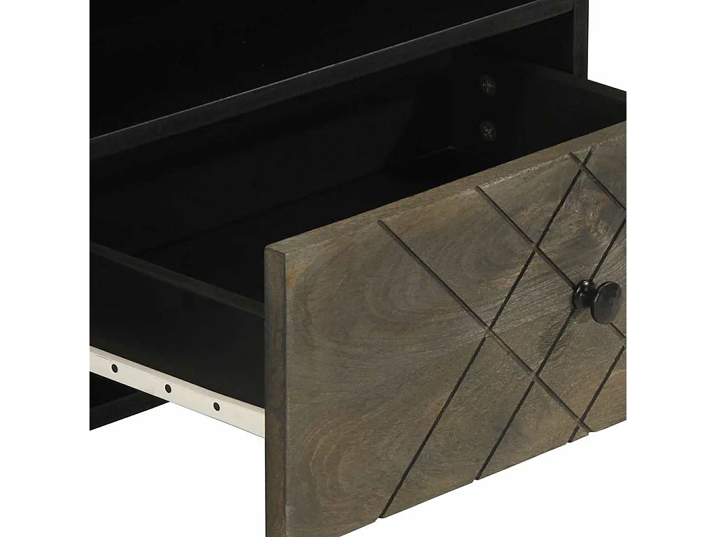 Mueble de TV negro 80x33x46 cm madera maciza de mango