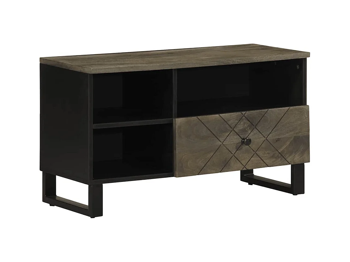 Zwarte tv-kast 80x33x46 cm massief mangohout