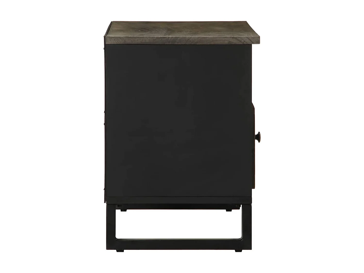 Meuble TV noir 80x33x46 cm bois massif de manguier