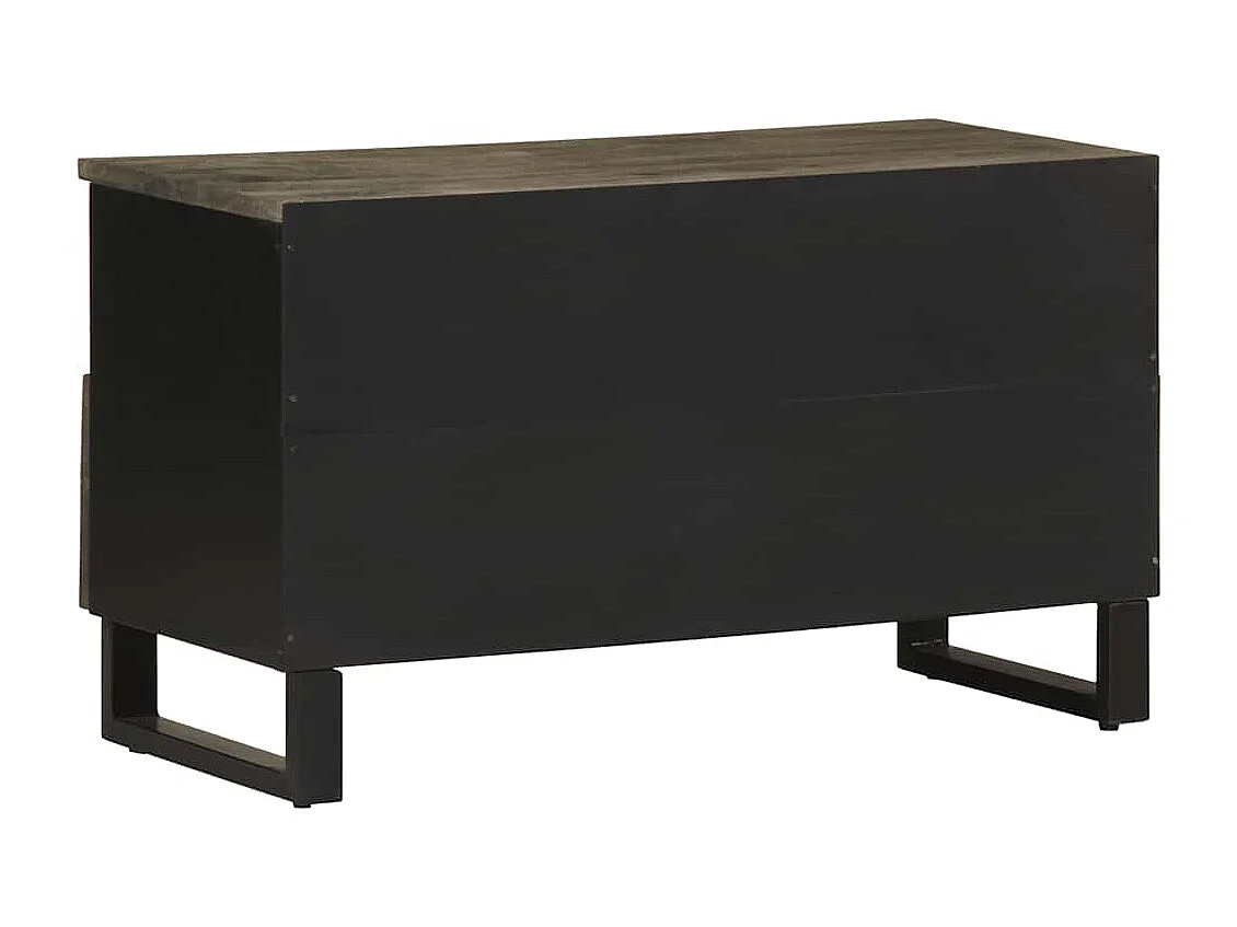 Meuble TV noir 80x33x46 cm bois massif de manguier
