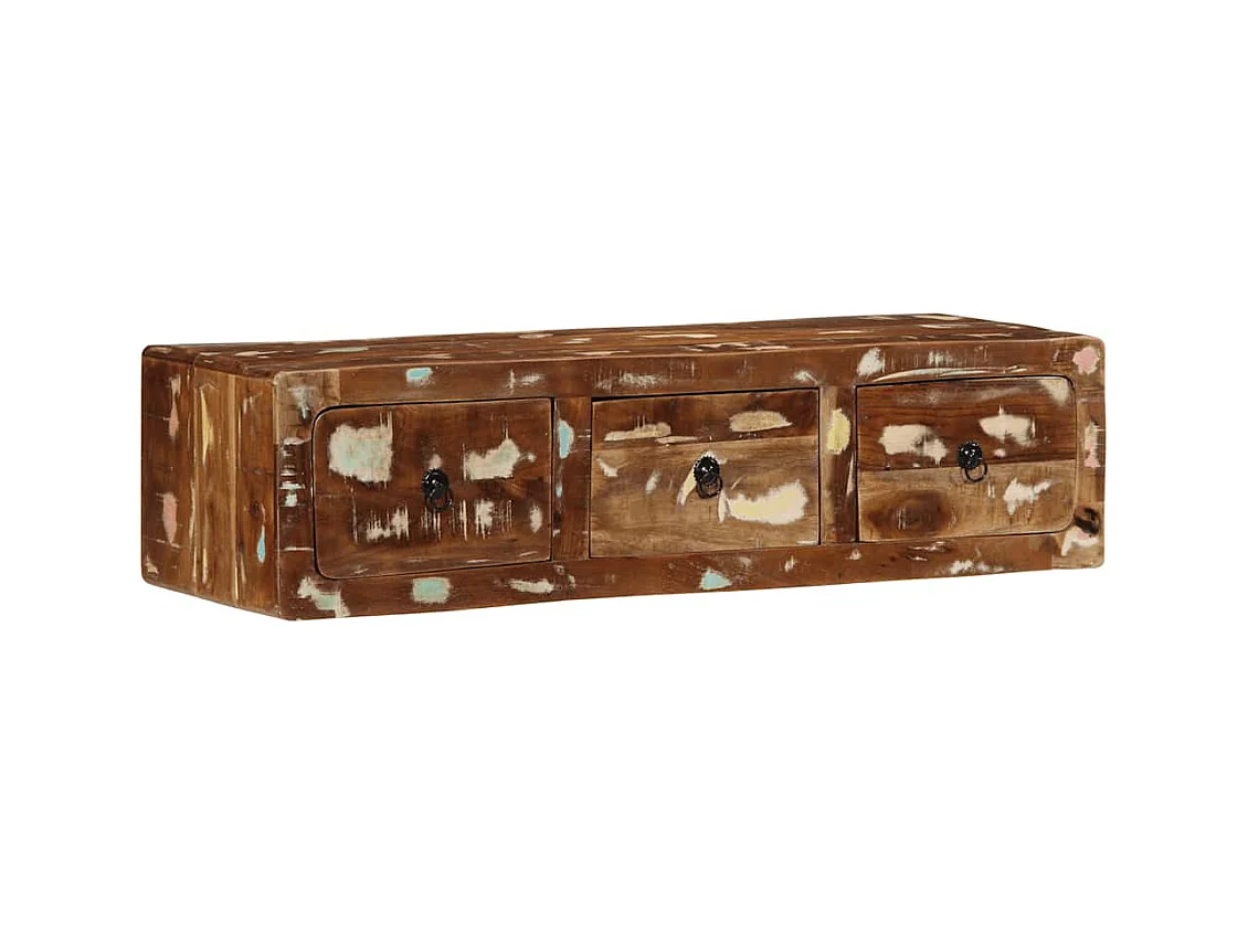 Wandmeubel TV 100x32x25 cm massief gerecycled hout