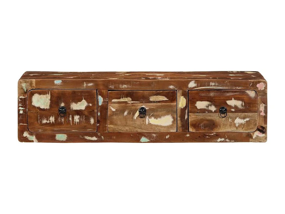 Meuble TV mural 100x32x25 cm bois massif de récupération