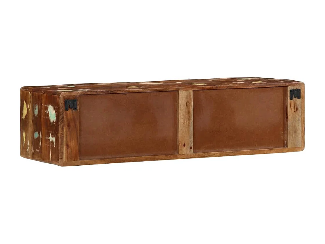 Meuble TV mural 100x32x25 cm bois massif de récupération