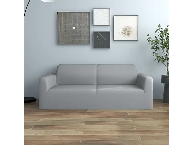 Housse extensible de canapé 2 places Gris Jersey de polyester