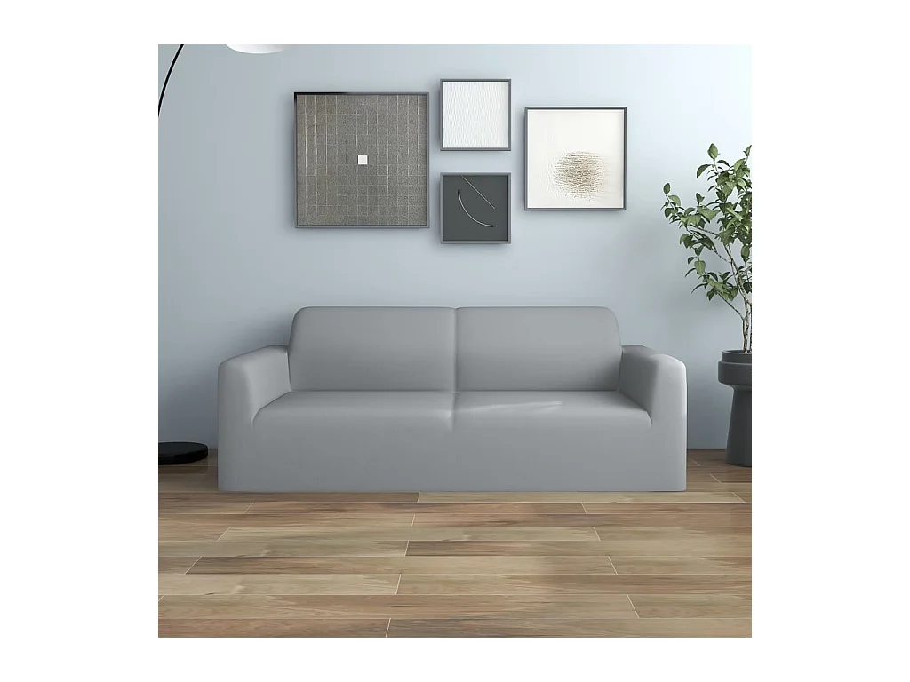 Housse extensible de canapé 2 places Gris Jersey de polyester