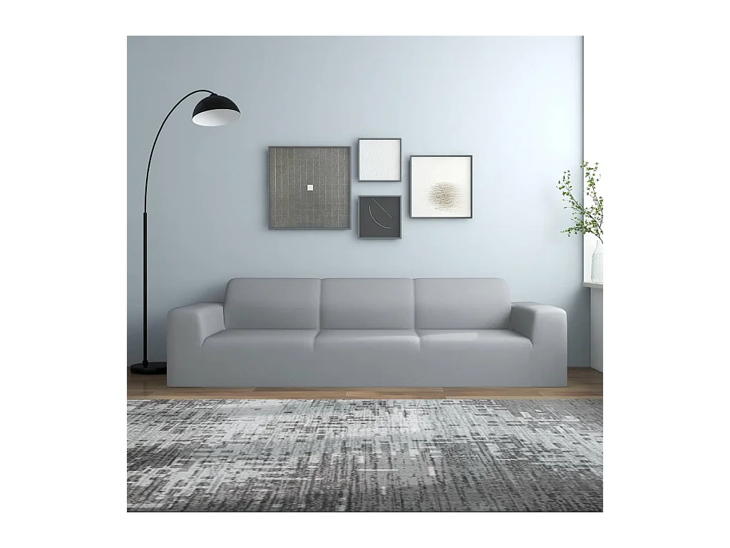 Housse extensible de canapé 4 places Gris Jersey de polyester