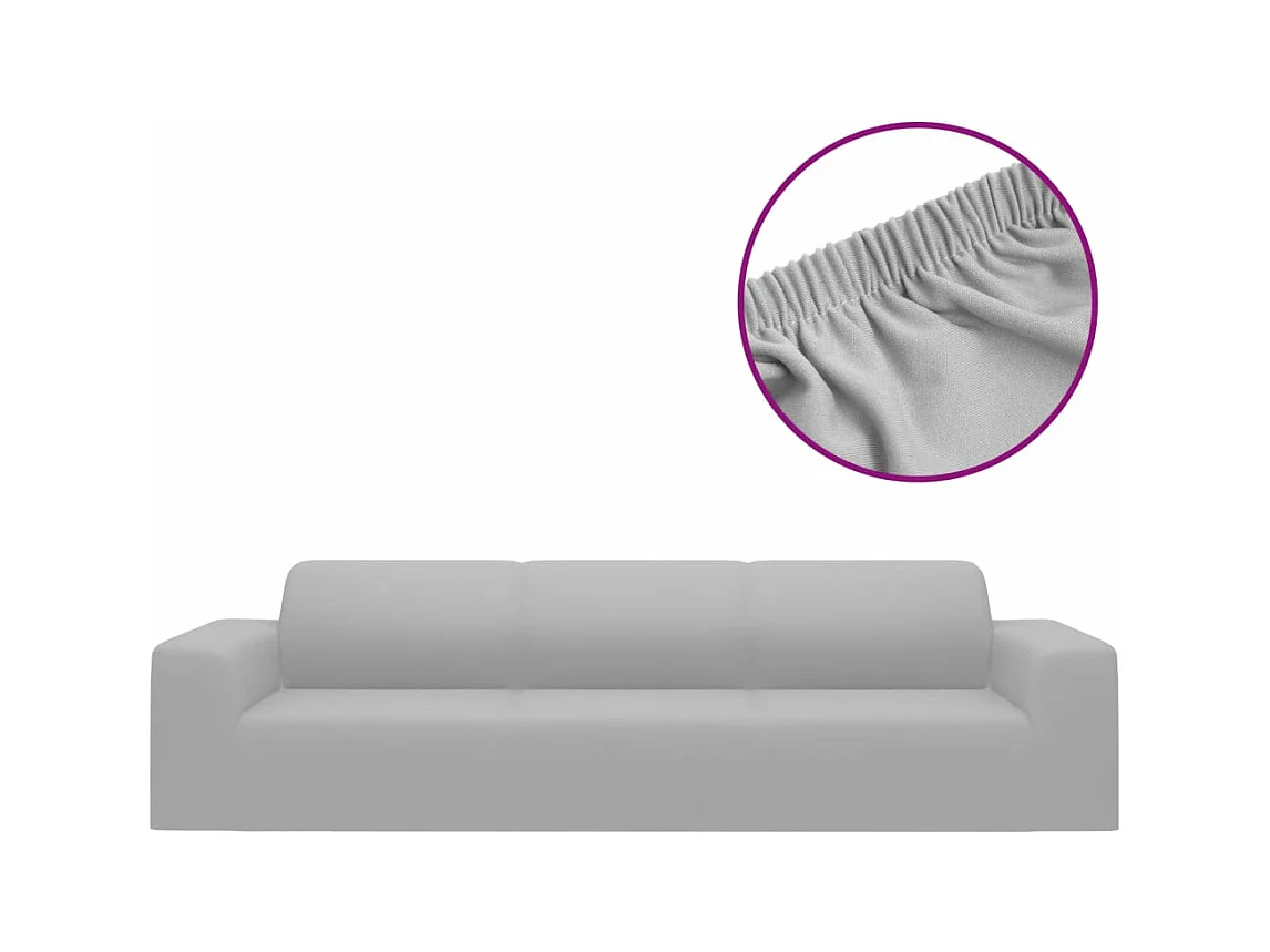 Stretch-Sofabezug 4-Sitzer Grau Polyester Jersey