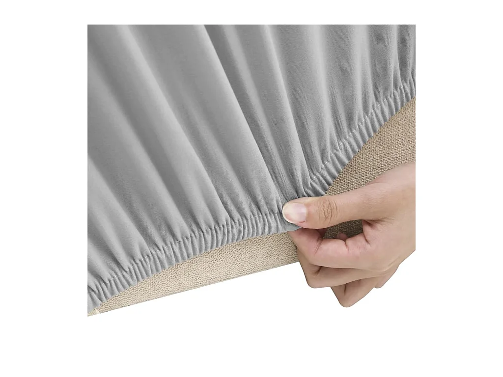Stretch-Sofabezug 4-Sitzer Grau Polyester Jersey