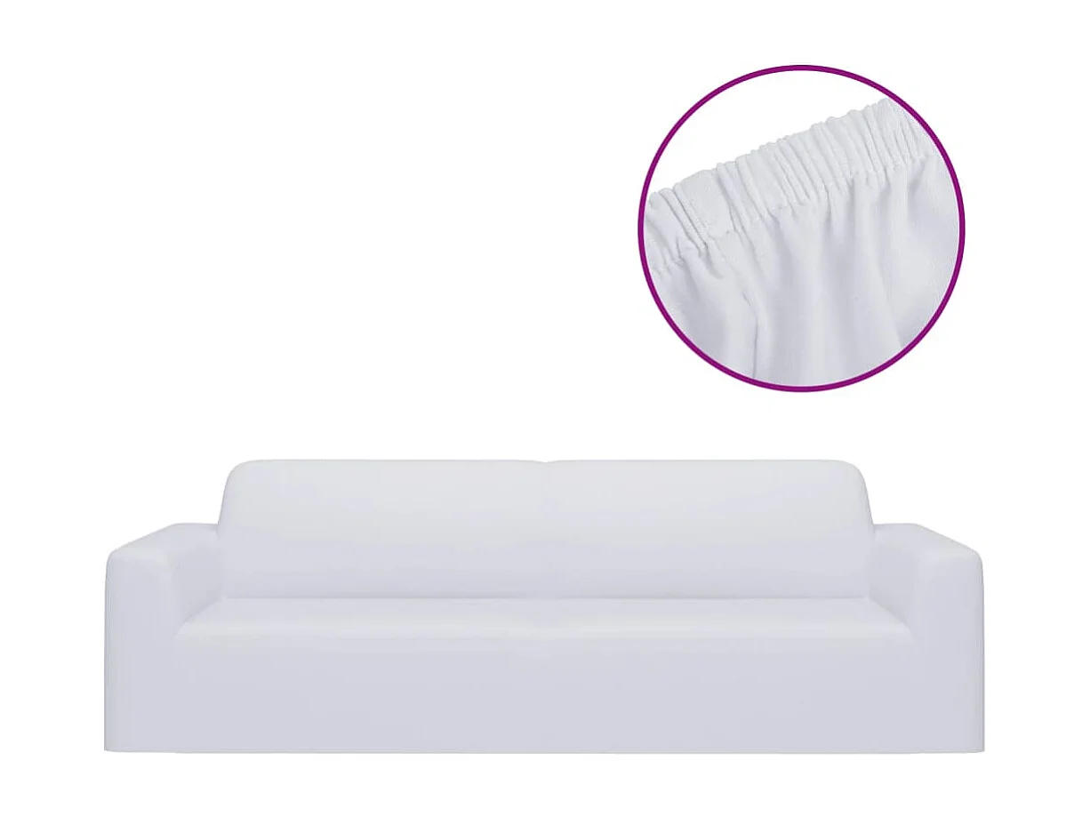 Housse extensible de canapé 2 places Blanc Jersey de polyester