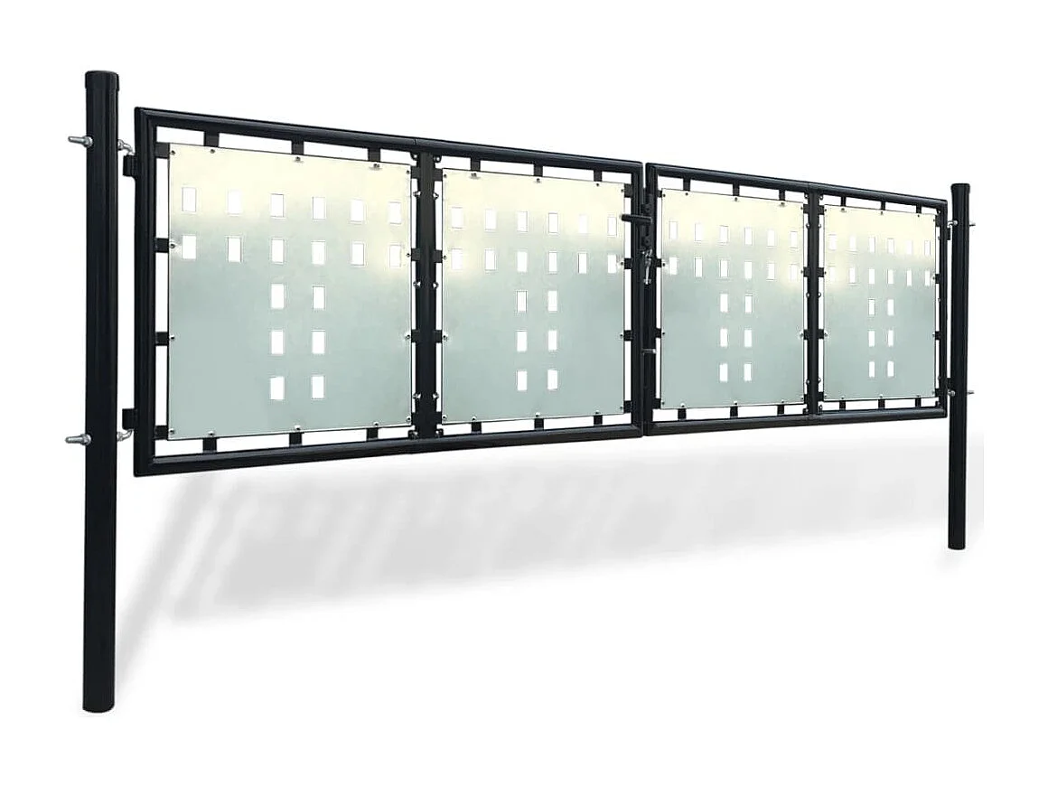 Puerta de valla sencilla negra 300x150 cm