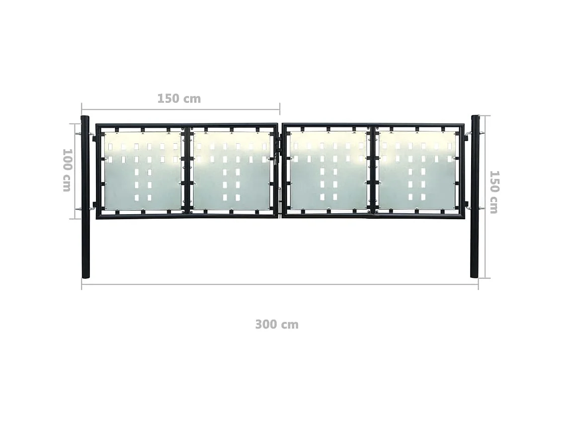 Portail simple de cl?ture Noir 300x150 cm