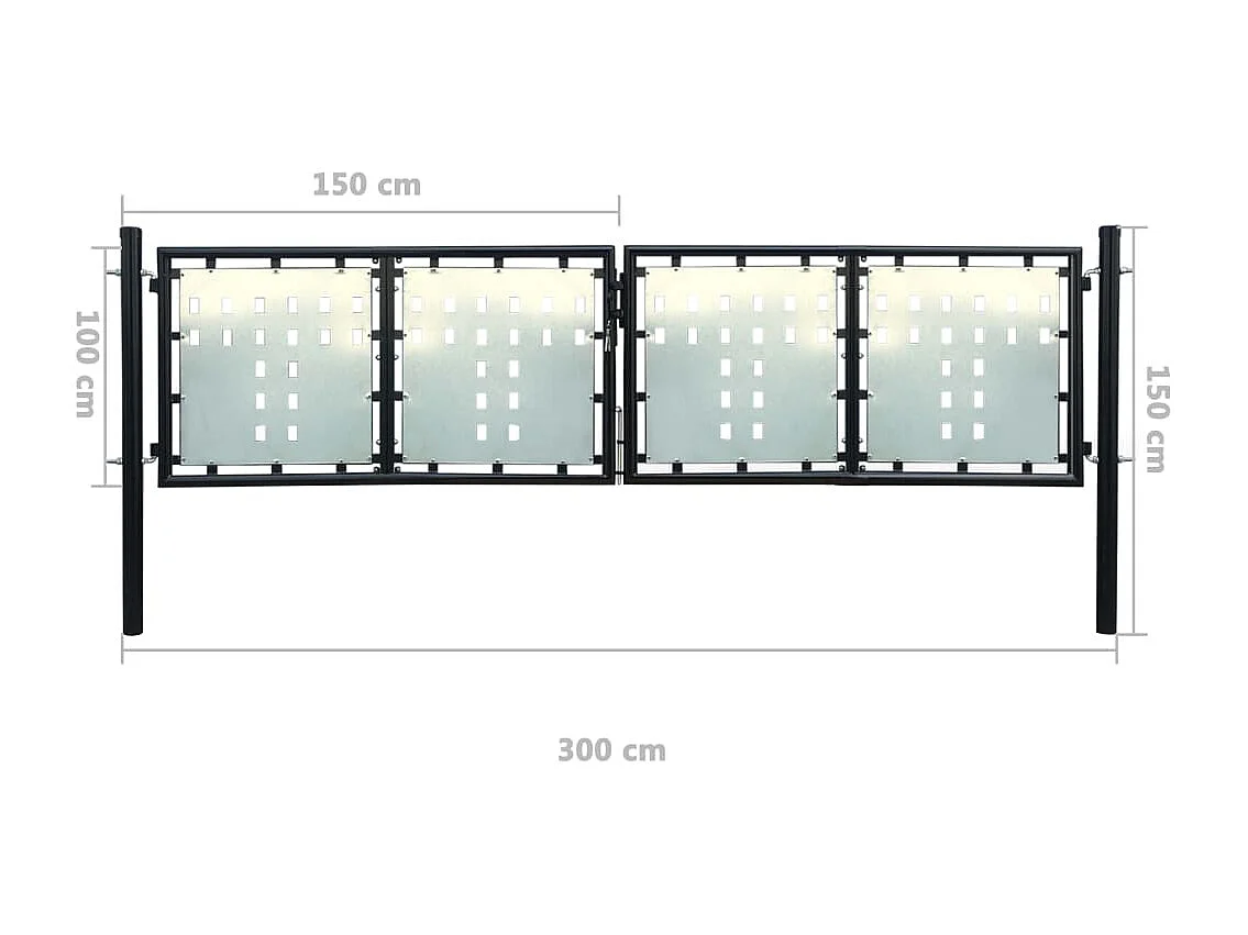 Portail simple de cl?ture Noir 300x150 cm