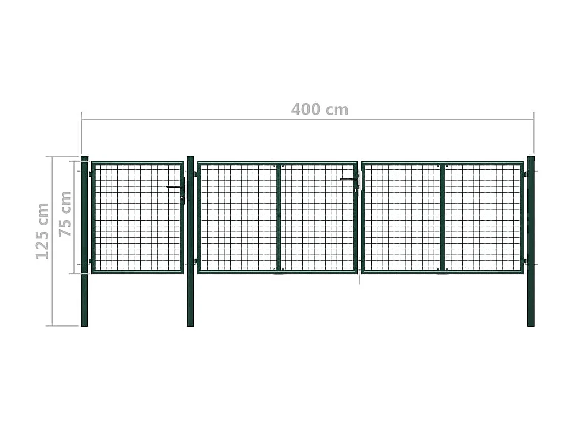 Portail de jardin Acier 400 x 75 cm Vert