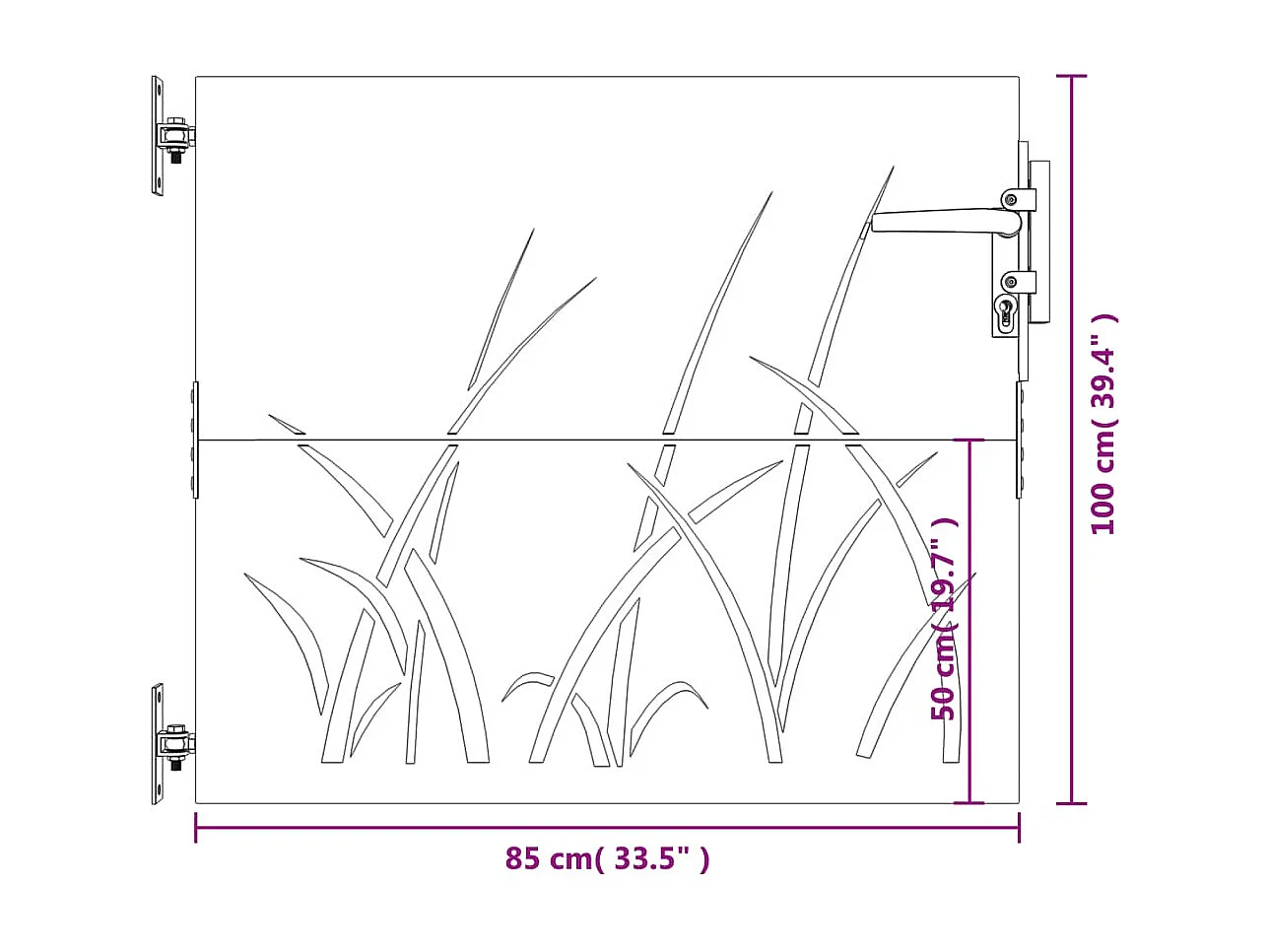 Puerta de jardín 85x100 cm acero corten diseño césped