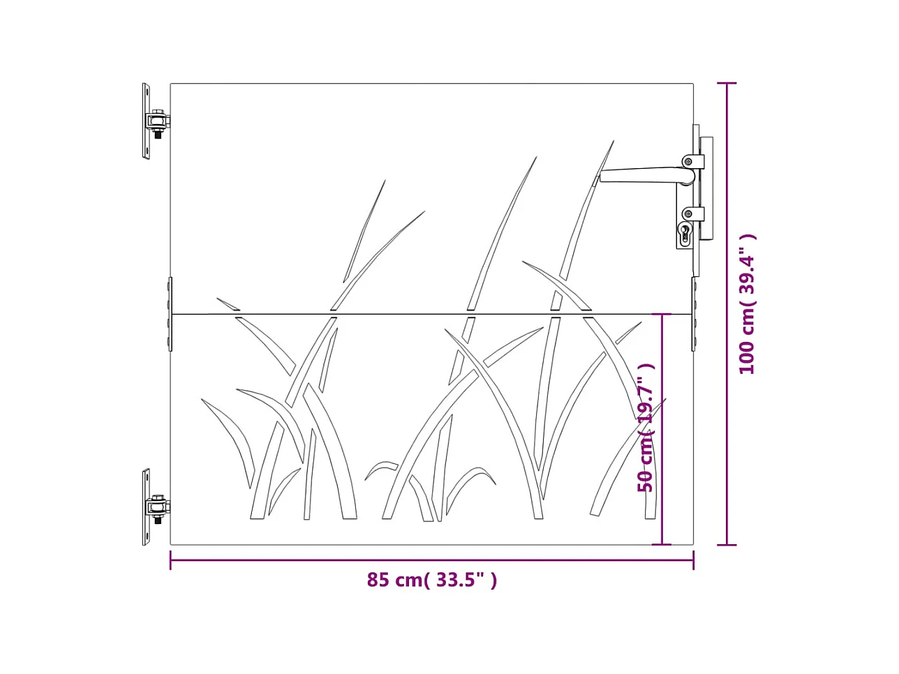 Portail de jardin 85x100 cm acier corten conception d'herbe