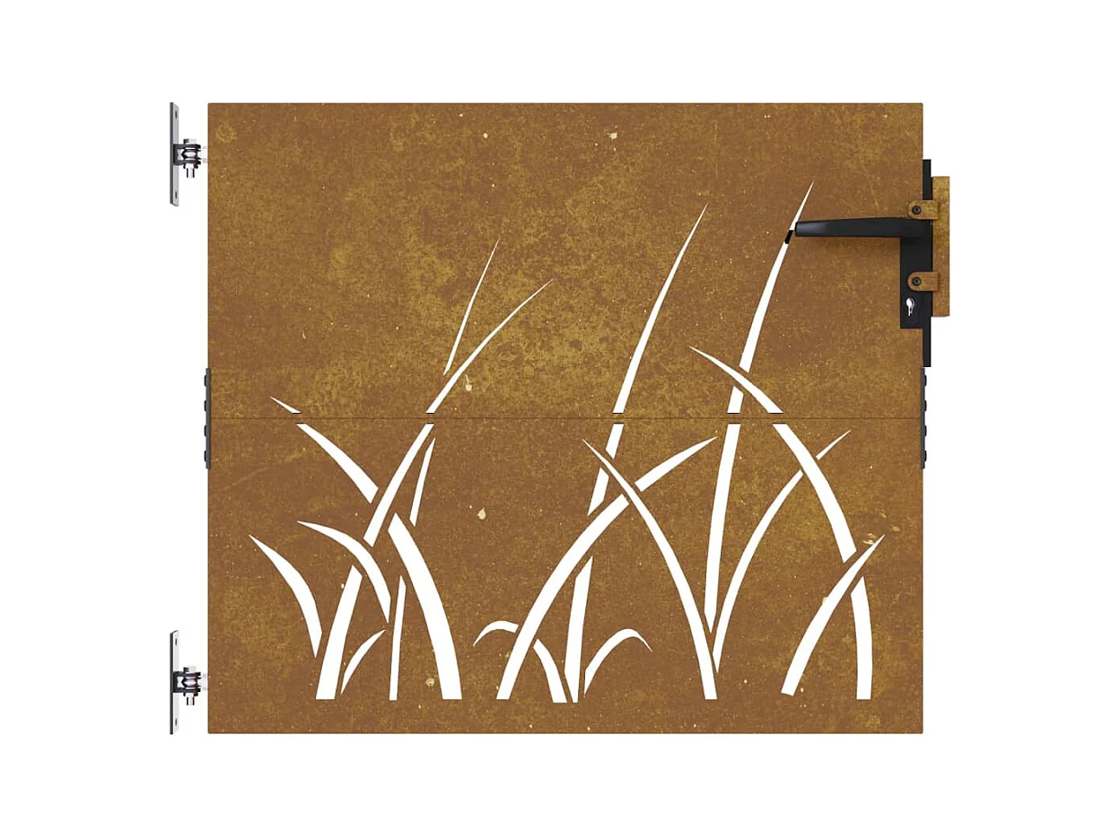 Portail de jardin 85x100 cm acier corten conception d'herbe