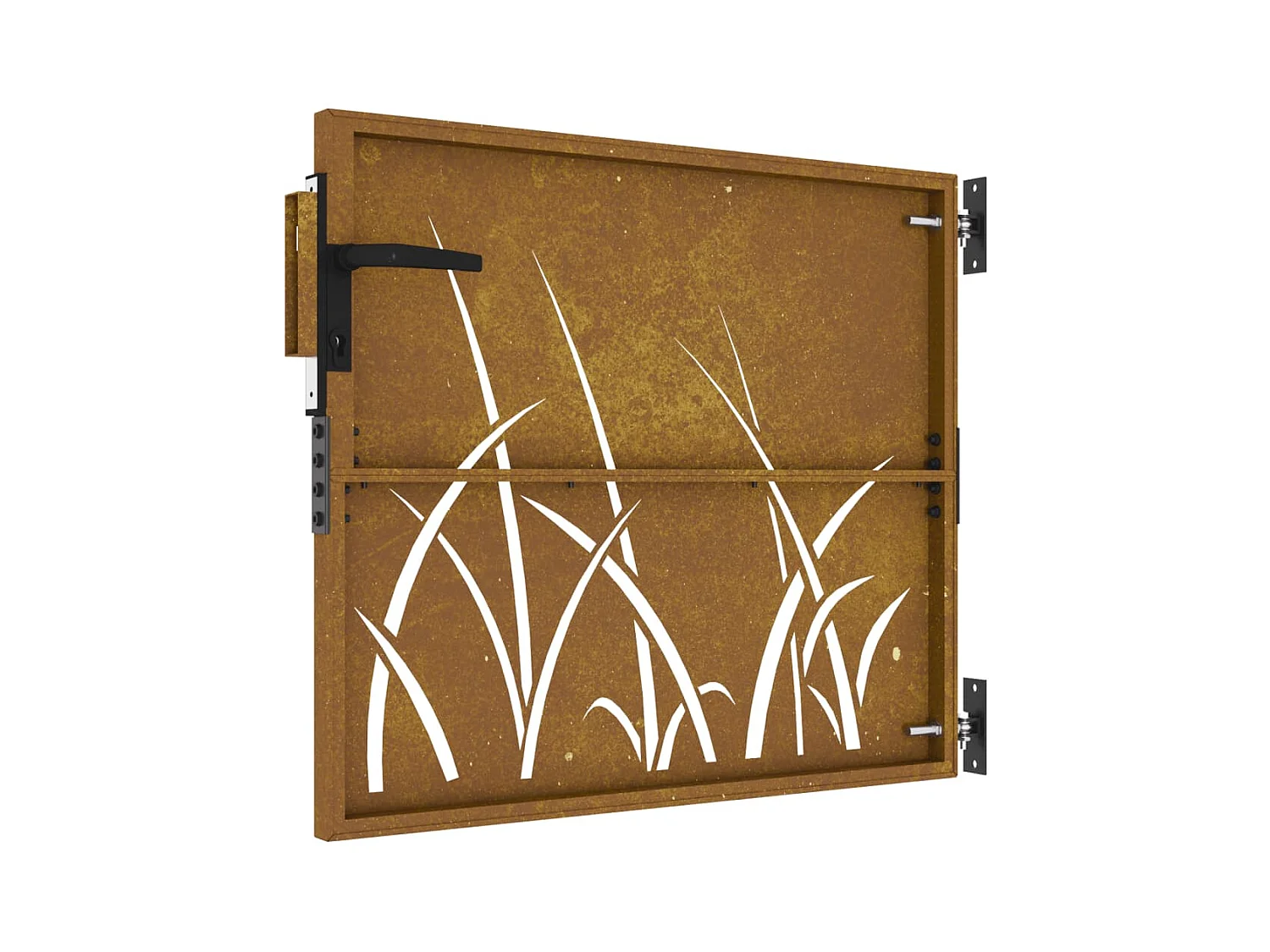 Portail de jardin 85x100 cm acier corten conception d'herbe