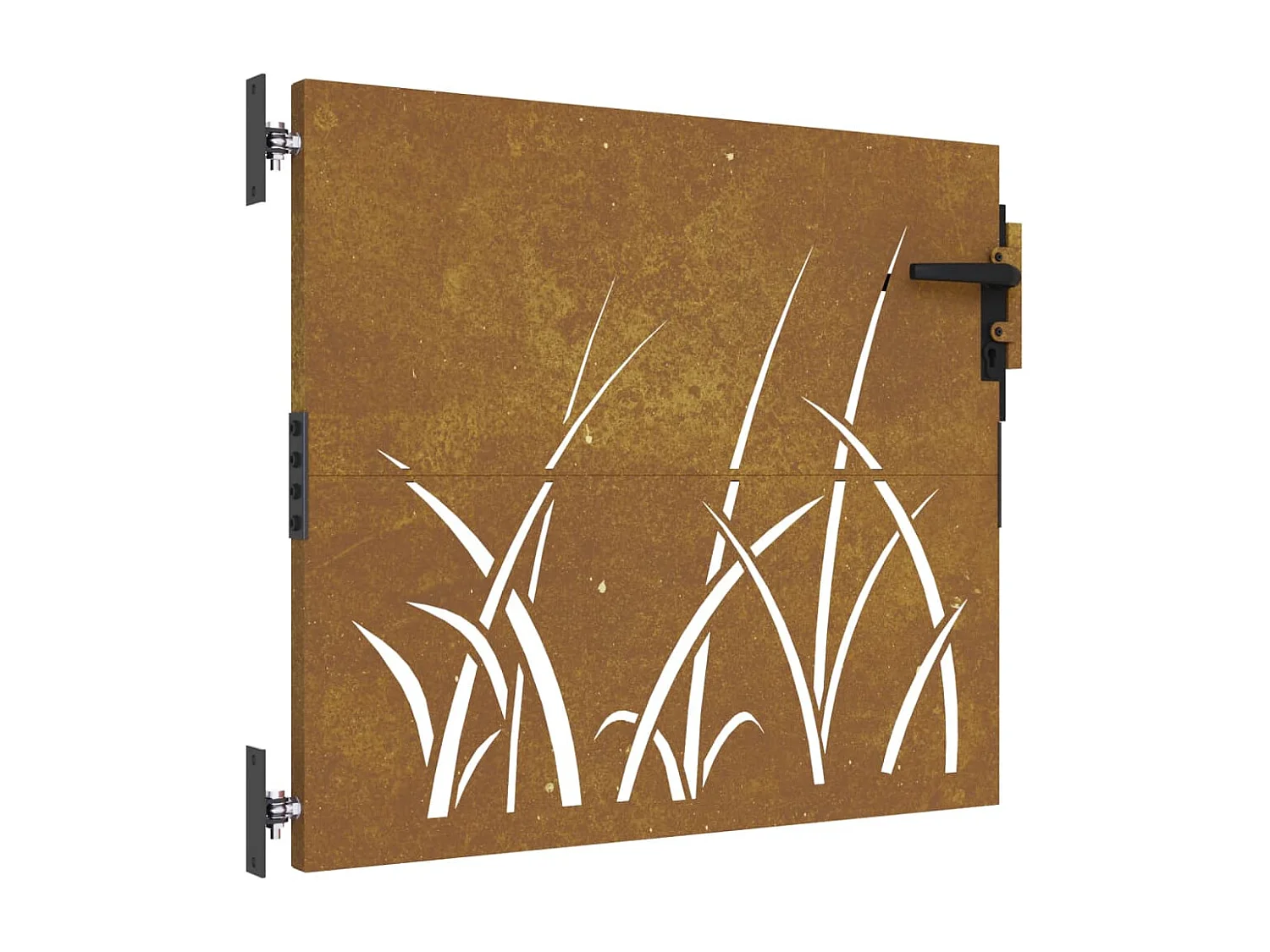 Portail de jardin 85x100 cm acier corten conception d'herbe