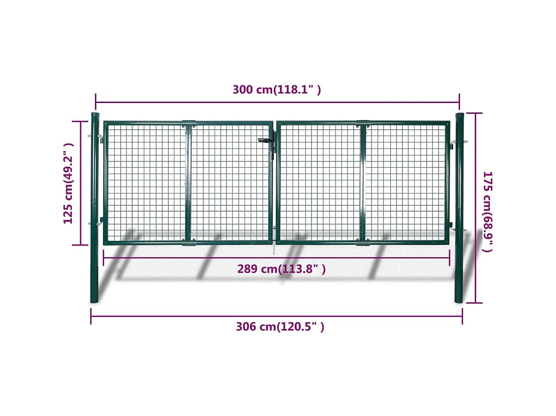 Portail de cl?ture Acier 306x175 cm Vert