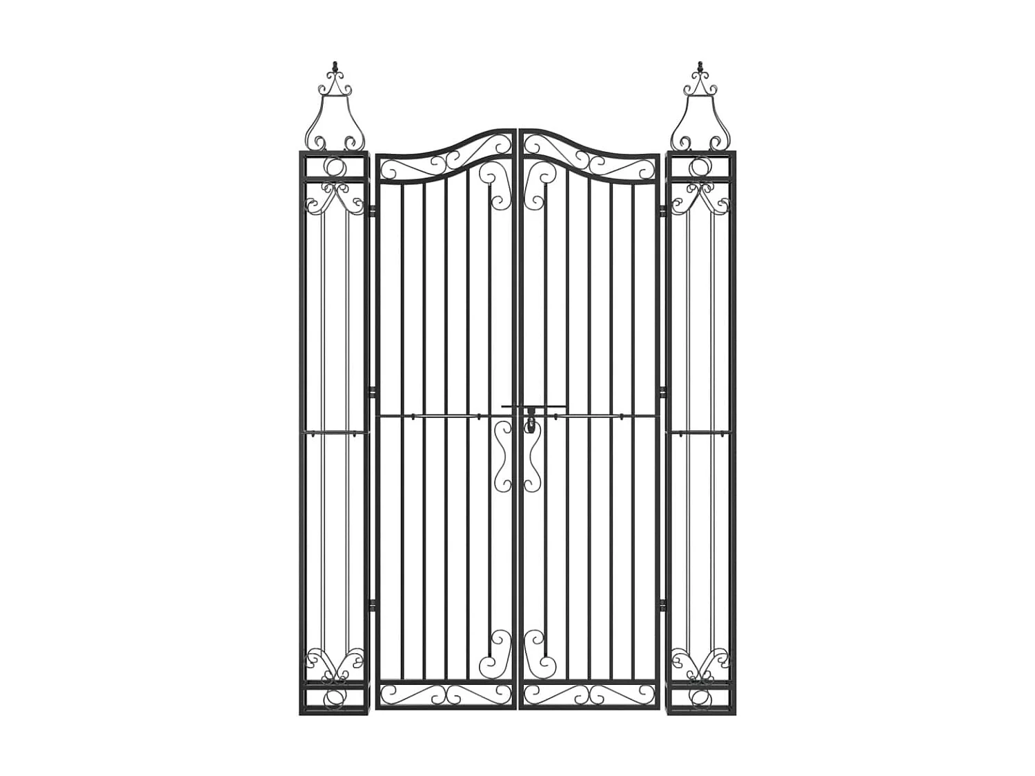 Zwarte tuinpoort 121x8x180 cm smeedijzer