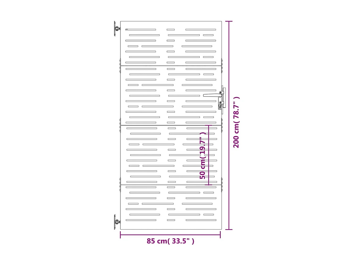 Portail de jardin 85x200 cm acier corten conception de carré