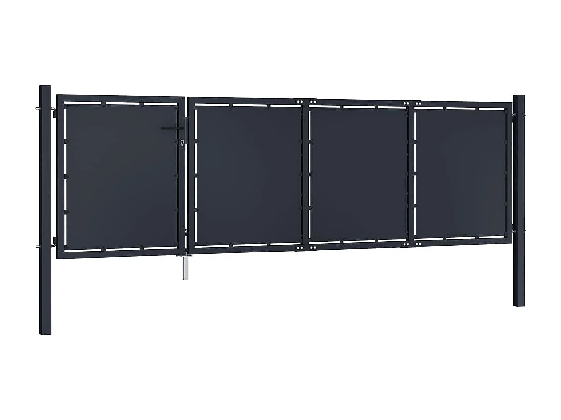 Portail de jardin Acier 350 x 75 cm Anthracite