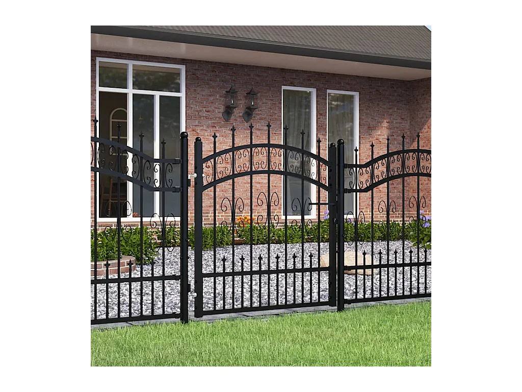 Portail et sommet de lance Noir 103x150 cm Acier enduit poudre