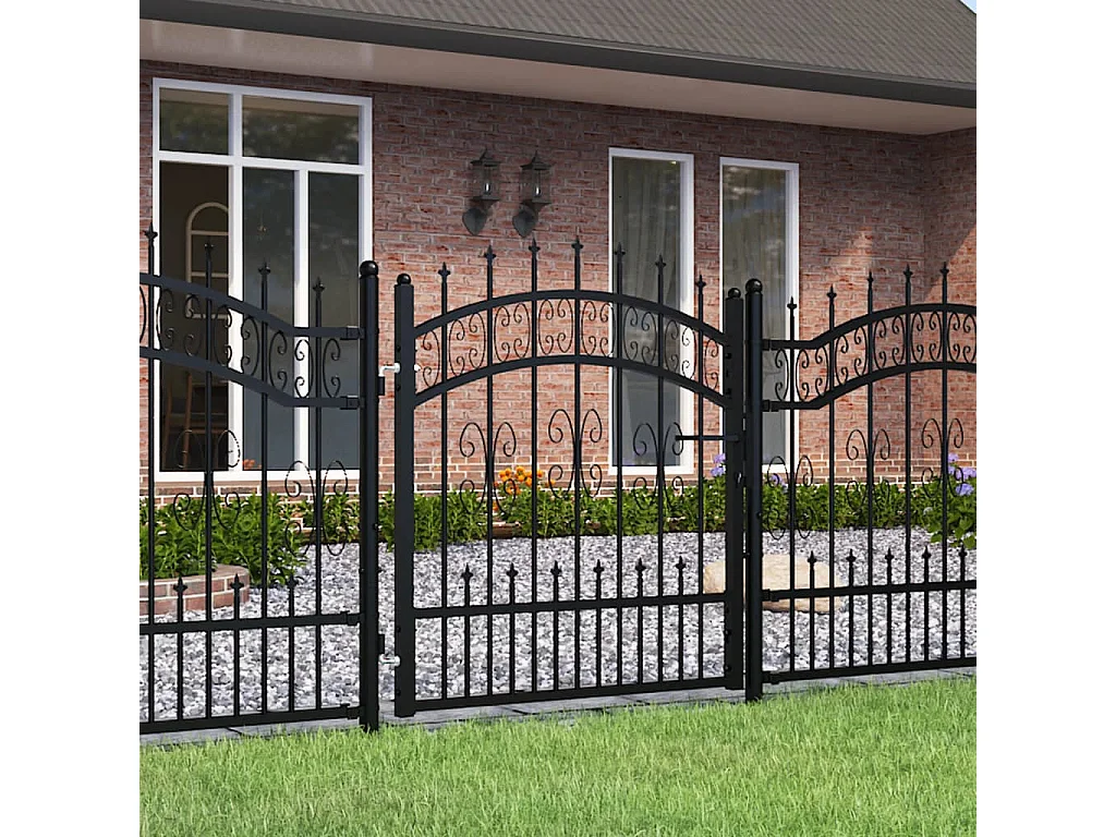 Portail et sommet de lance Noir 103x150 cm Acier enduit poudre