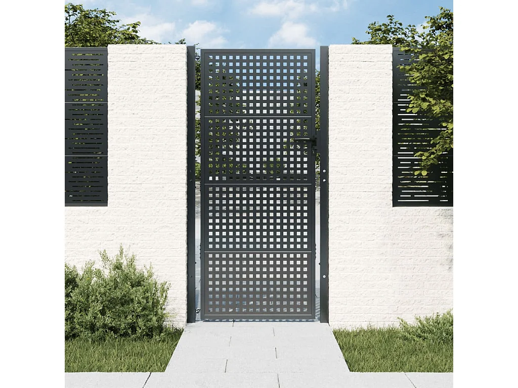 Puerta de jardín antracita 105x225 cm de acero