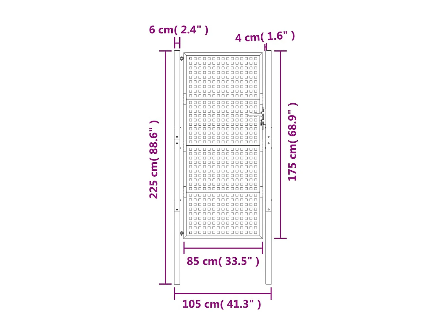 Puerta de jardín antracita 105x225 cm de acero