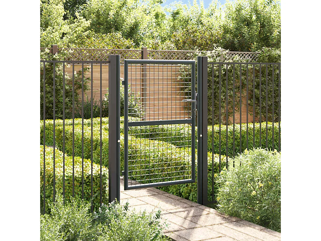 Puerta de jardín de malla de acero galvanizado 100 x 175 cm Gris