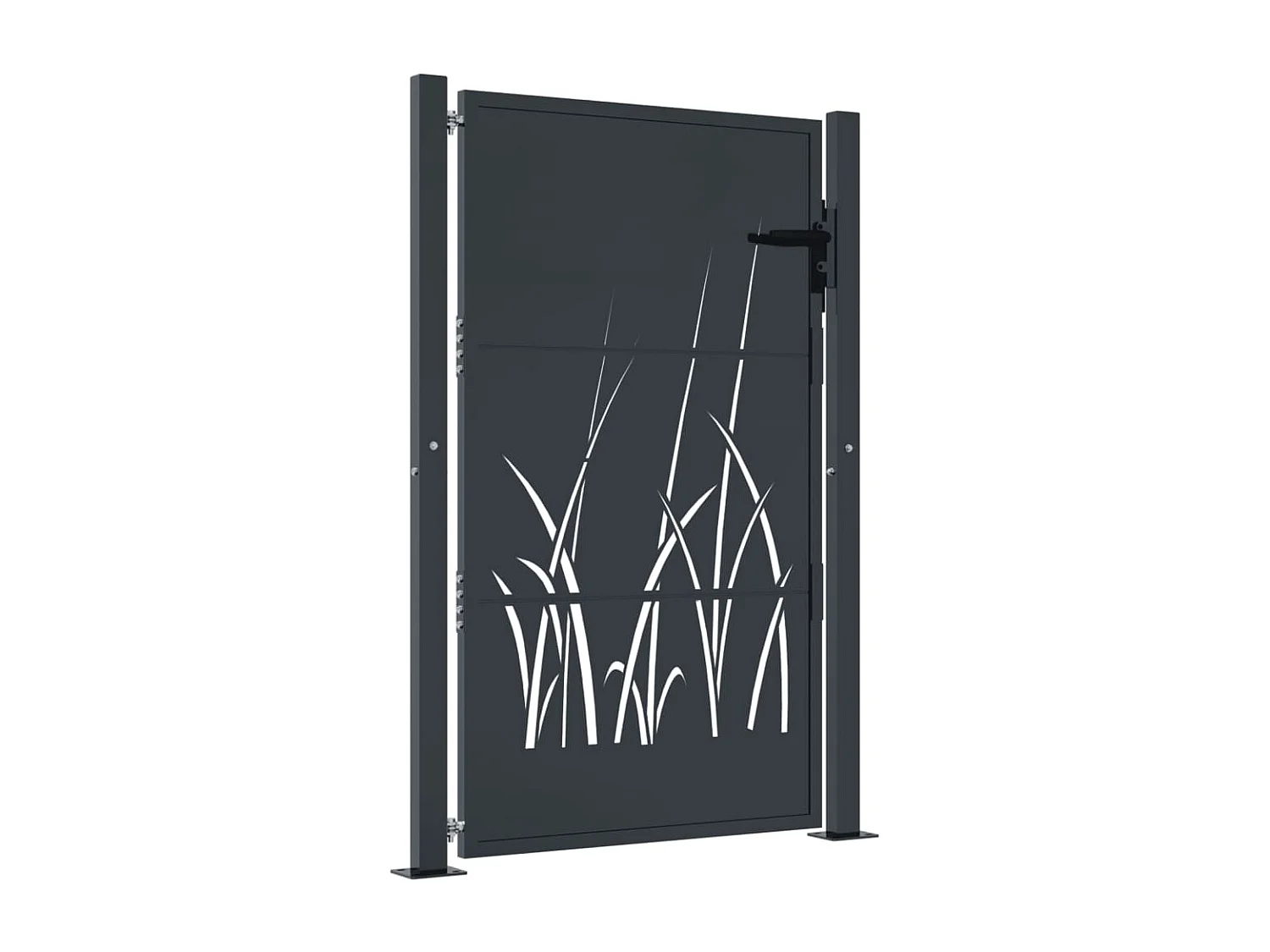 Portail de jardin anthracite 105x155cm acier conception d'herbe