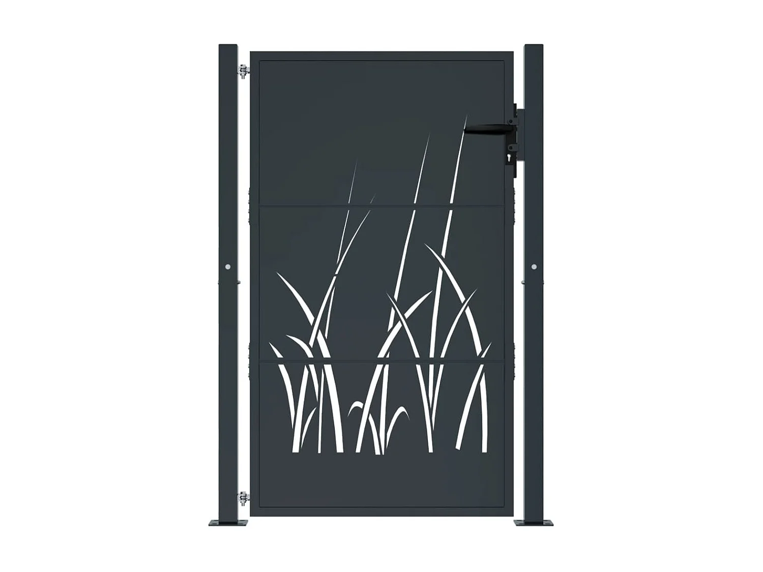 Portail de jardin anthracite 105x155cm acier conception d'herbe